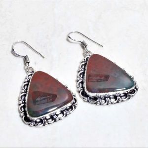 Bloodstone Handmade Drop Dangle Earrings Jewelry